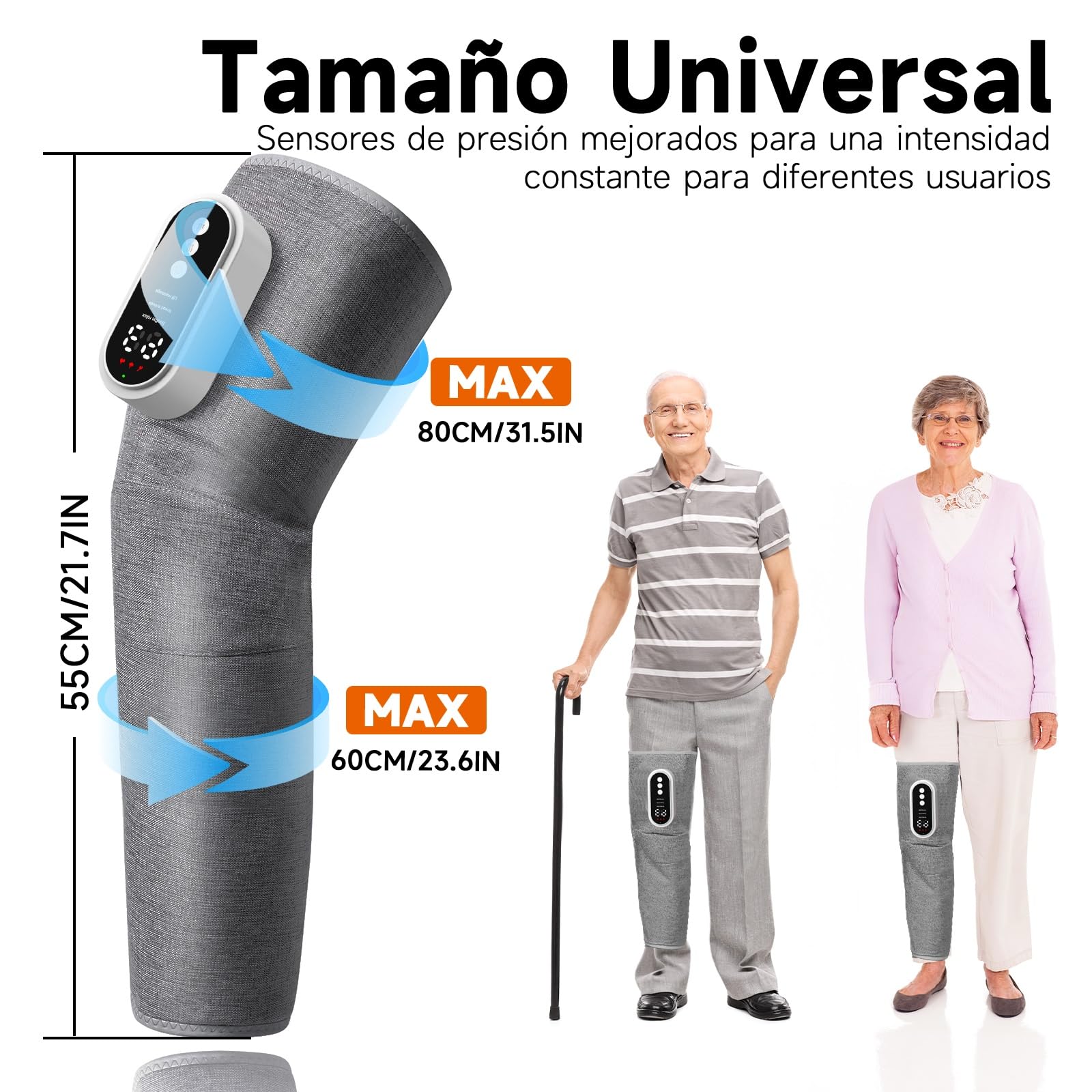Masajeador piernas inalámbrico Oyase, 3 niveles, calor y bolsas aire | Masaje de presión 3 niveles con calor, temporizador 15 min. Para pantorrillas, muslos y rodillas