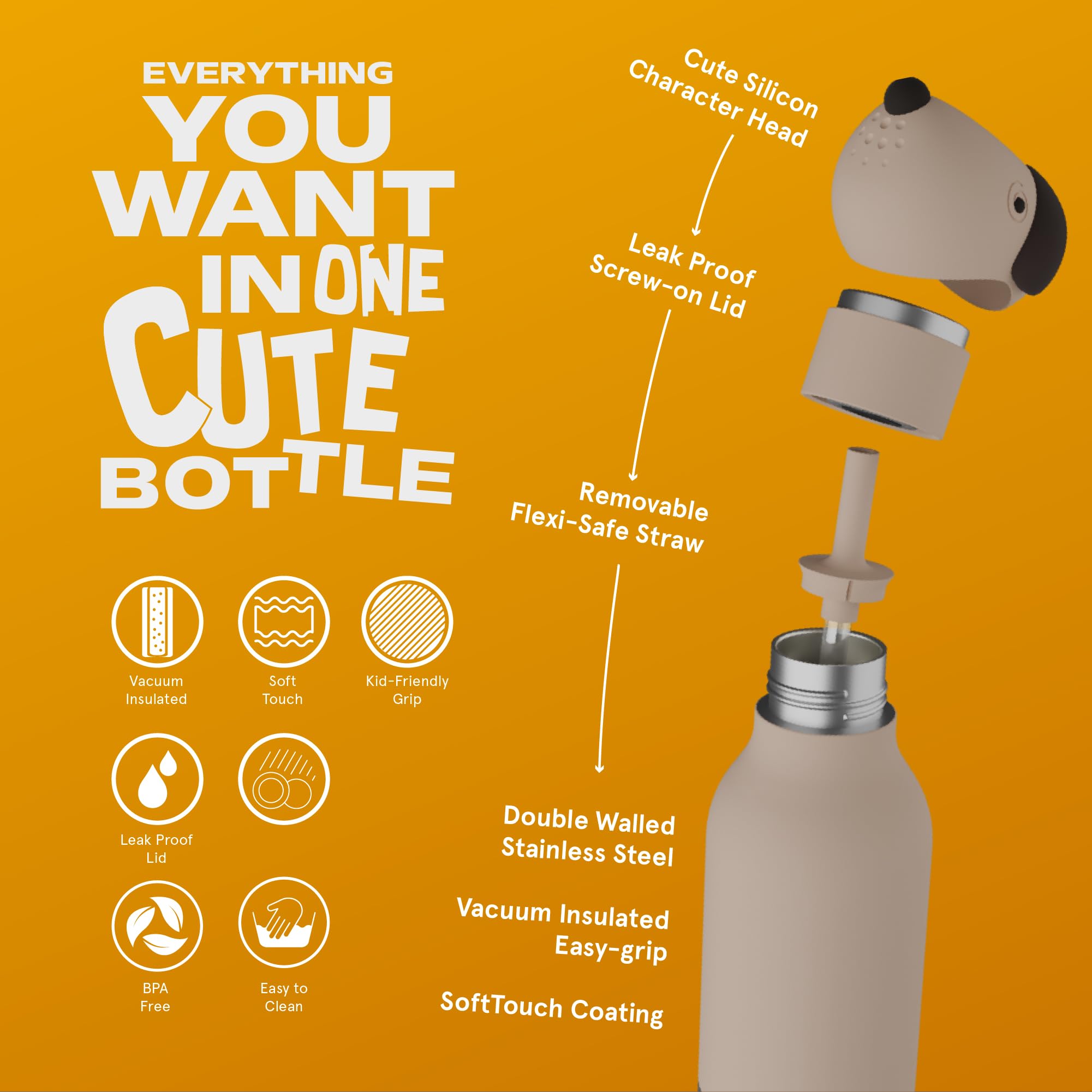 Asobu rvs drinkfles bestie - pinguïn - 460 ml