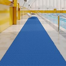 WLWLEO 3 x 20ft Poolside Non Slip Mat Walk Pool Mats for Floor Commercial Large PVC Flooring Mats with Drainage for Bathroom Garage Back Kitchen Pool Decorative Rugs,Blue,0.96M/320ft