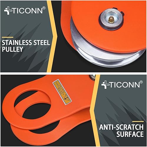 Miniatura 4 de TICONN 10 Ton Winch Snatch Block Towing Pulley Blocks 22,000 LBS Capacity, Heavy Duty Offroad Recovery Accessory for Truck, Tractor, ATV & UTV