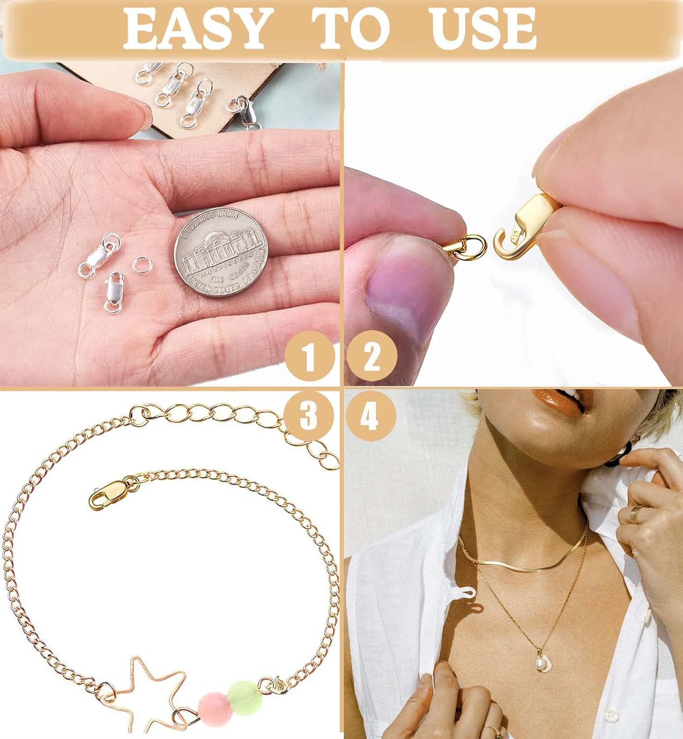 Dailyacc 925 Sterling Silver Lobster Clasp with Closed Jump Rings Gold Necklace Clasps and Closures for Jewelry Bracelet Extender,Made in Italy - Image 5