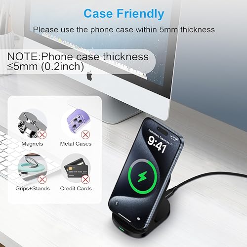 Miniatura 6 de Soporte de carga inalámbrico rápido de 15 W para Google Pixel 8 Pro7a765 XL, estación de carga inalámbrica para Samsung Galaxy S24Z Fold 5S23 Ultra