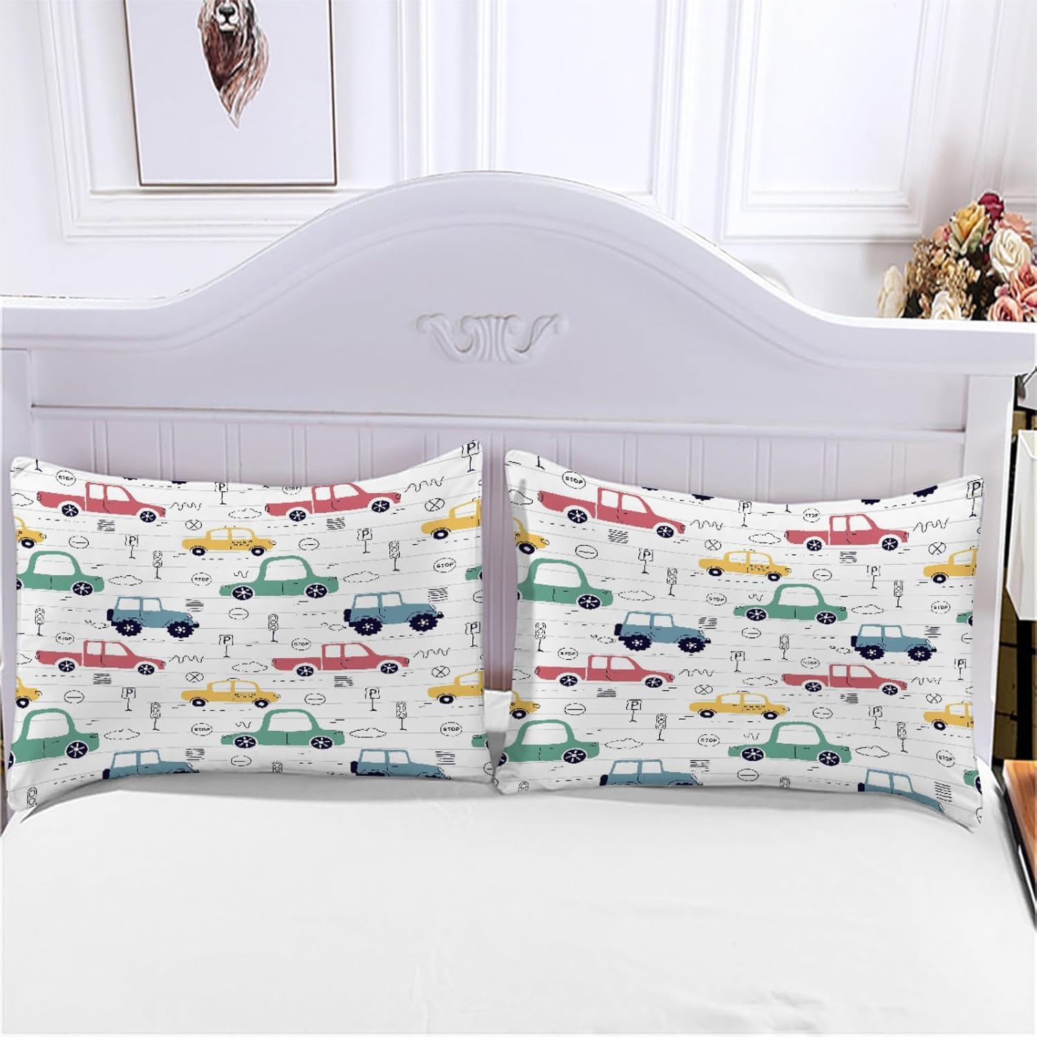 Cartoon Cars Super King Size zestaw poszewek na kołdrę ciężarówka miękka poszewka na kołdrę całoroczna poszewka na kołdrę 260 x 220 cm szczotkowana mikrofibra hipoalergiczne zestawy pościeli z 2