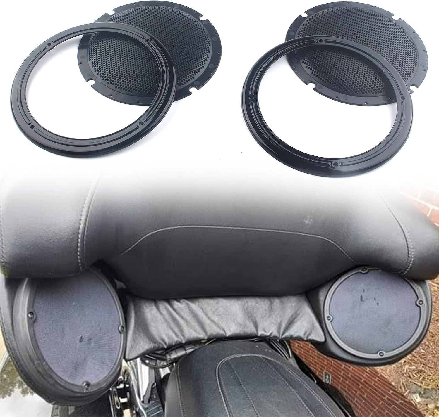 Black Motorcycle Rear Speaker Trim Grill Mesh Cover Fits Harley Electra Tri Glide 2014-2023 Road Glide Ultra and FLHTK/L 2016-2019