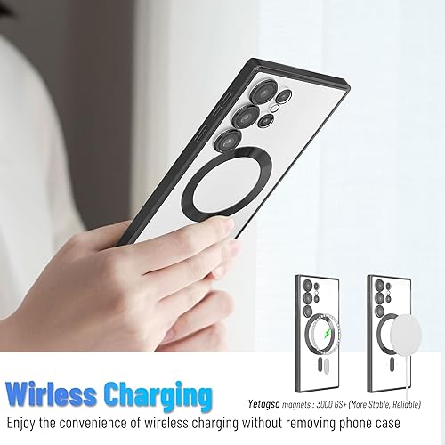 Miniatura 4 de Yetagso Funda magnética para Samsung Galaxy S24 Ultra, funda transparente galvanizada para Samsung S24 Ultra con protección de cámara, a prueba de