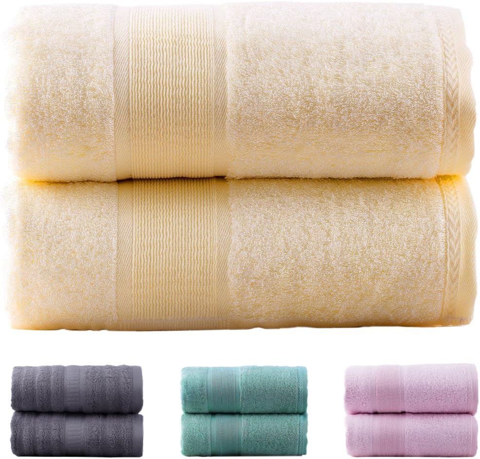 JML Bath Towels 2 Pack (27"x54"), Luxury Bamboo Bath Towel Set for Bathroom - Soft and Absorbent, Odor Resistant, Skin Friendly, Beige