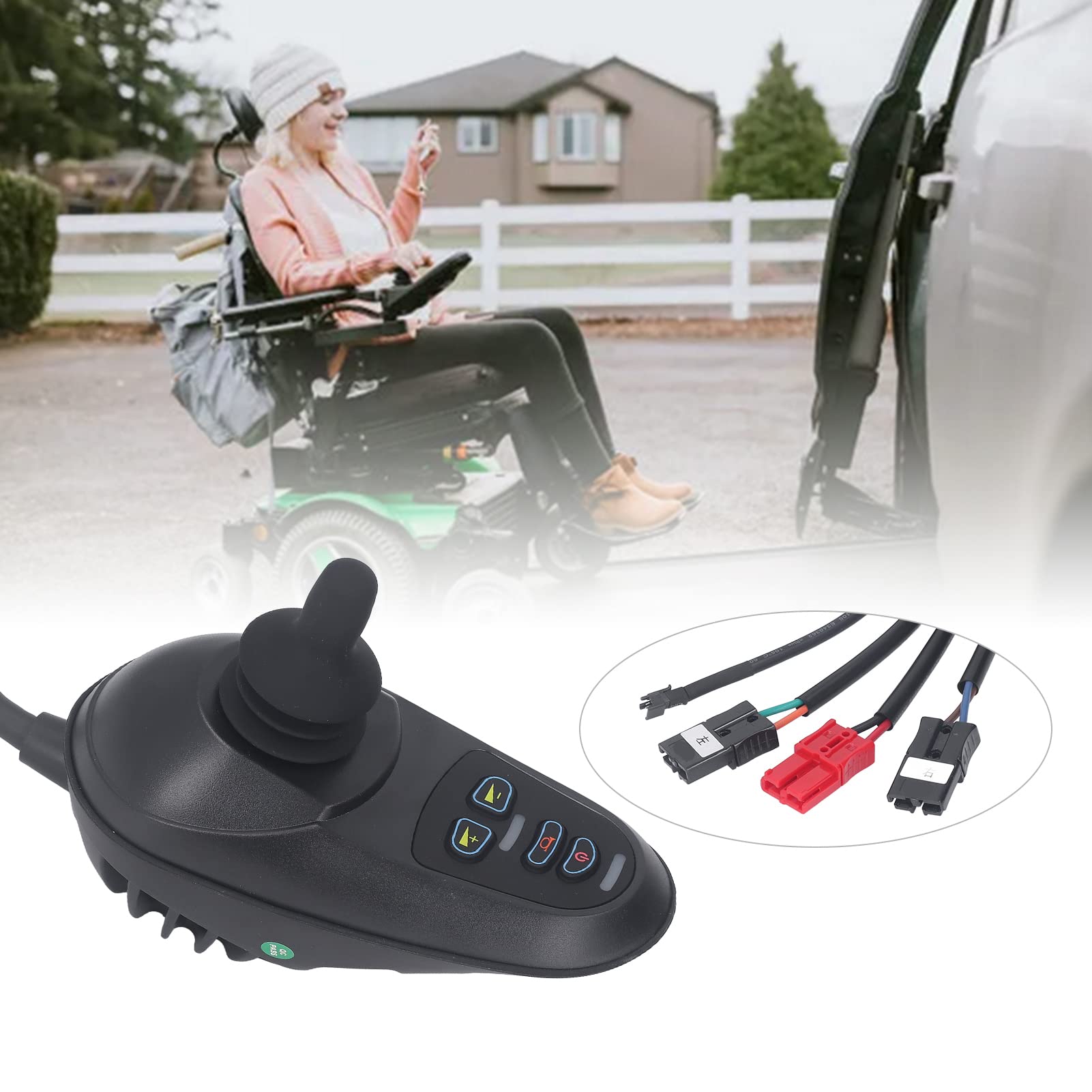 Controlador de Joystick para Silla de Ruedas Eléctrica Profesional Cepillado, Motores de CC de 50 a Y 24 V Aplicables con Conector de Freno Electromagnético, Accesorios Prácticos para Sillas de Ruedas
