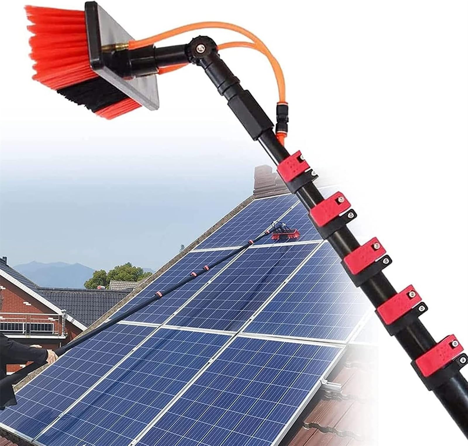 AYCDL Telescopic Window Cleaner Photovoltaic And Solar Panels Cleaner Kit, Water Fed Telescopic Brush,Window Cleaning Pole, Window Cleaning Brush Equipment, Water/Hos