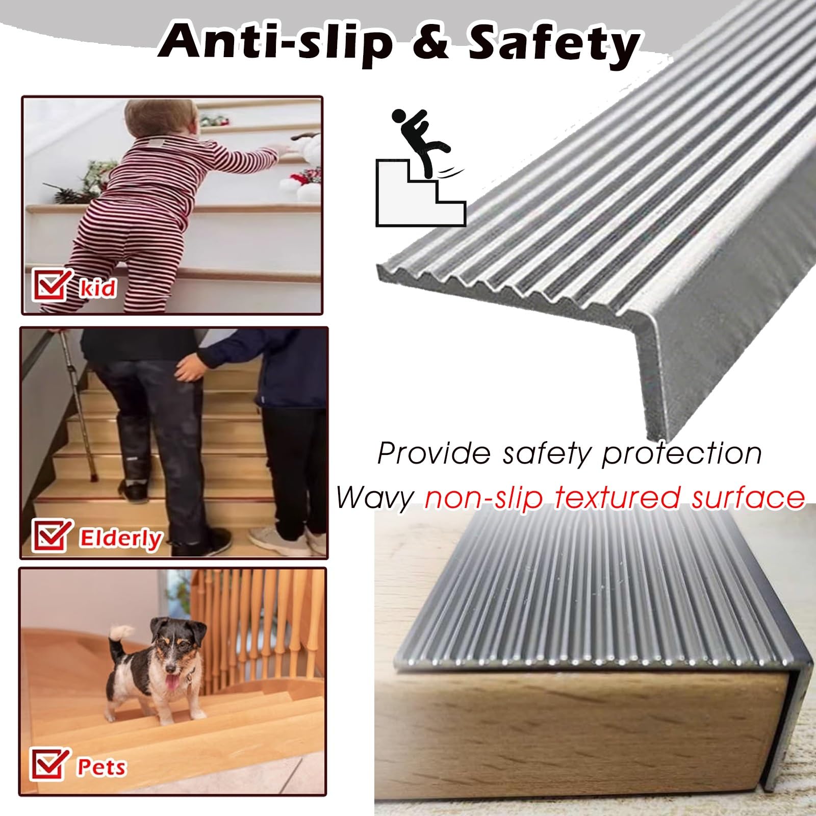 Placa de rodadura de metal antideslizante para proteger el vinilo laminado Flo Ed Protector (140 cm de largo 10 x 4 cm de ancho x alto)