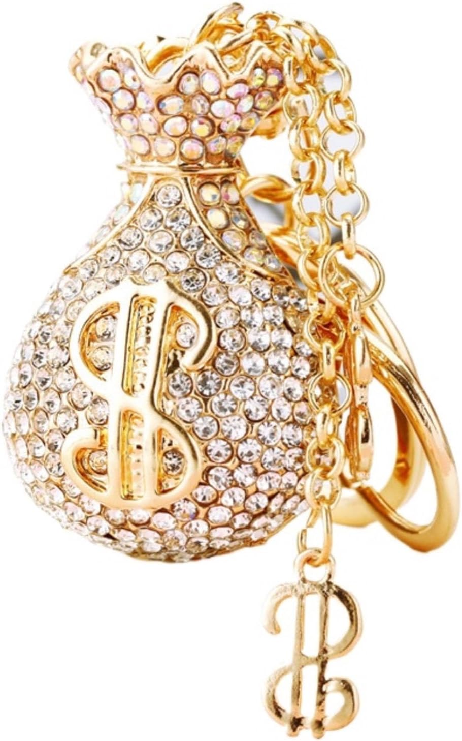 Crystal Keychain with Sparkly Rhinestones Dollar Sign Car Handbag Pendant Bag Charm Good Luck Fortune Bag Keychain