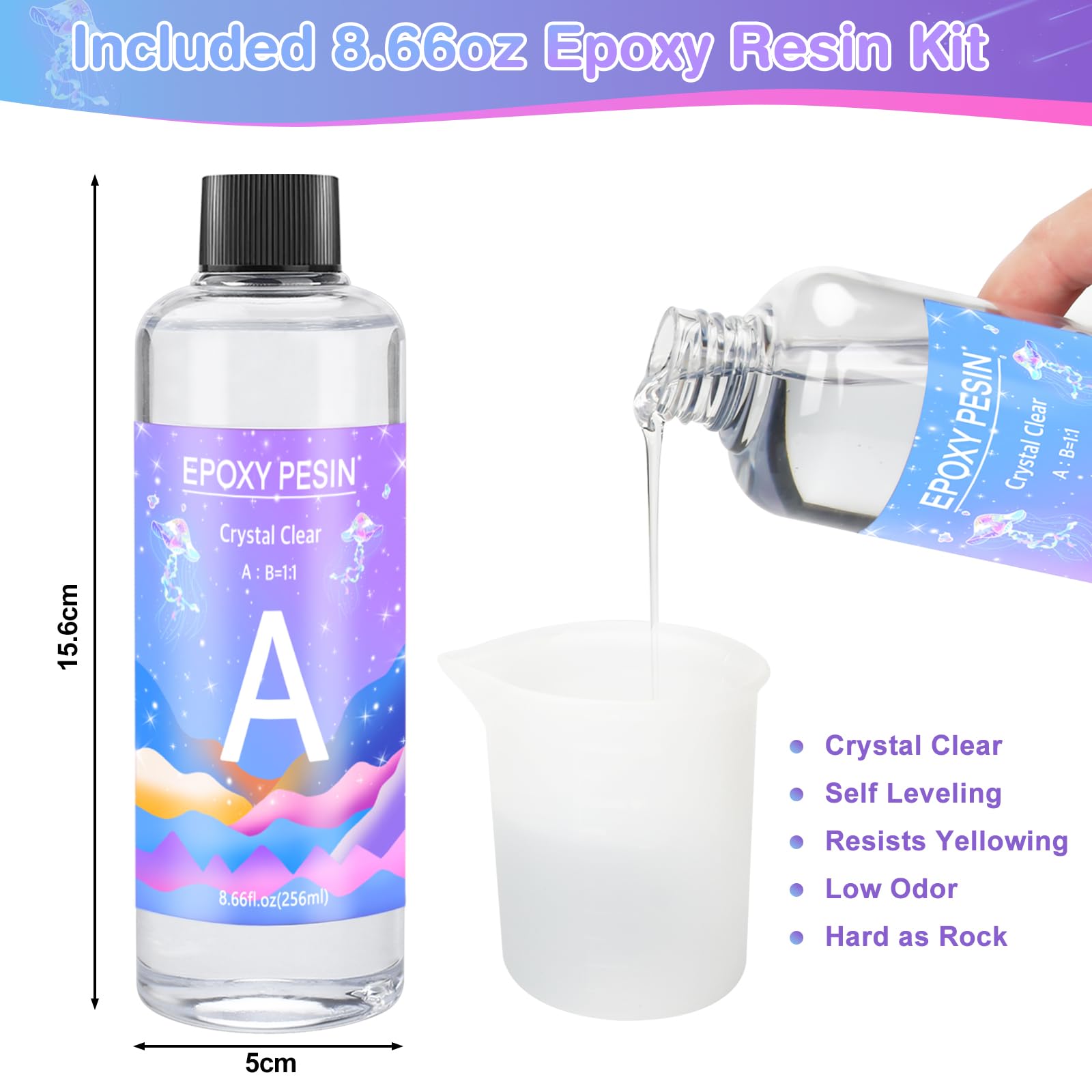 Set di colla per gel per colata di resina UV, 250 ml senza miscelazione, tipo duro cristallino, orecchino casalingo fai-da-te, forniture per ciondoli orecchini bracciali, con lampada polimerizzante