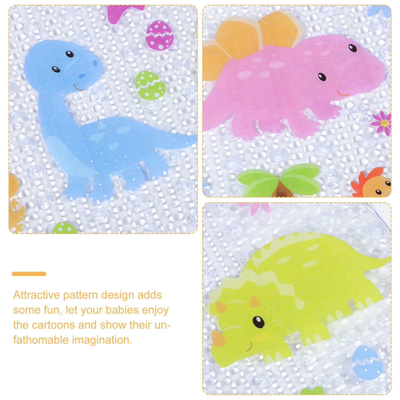 Alfombrilla de Baño de Dinosaurio PVC Antideslizante para Bebés | Diseño Infantil Patrón Atractivo, Uso en Hogar y Hotel, Textura Masaje Pies