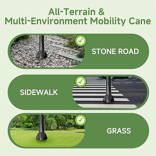 Miniatura 7 de Bastón de aleación de aluminio, con luz LED, ajuste de altura y plegable, agarre ergonómico contorneado, bastón todo terreno para hombresmujeres
