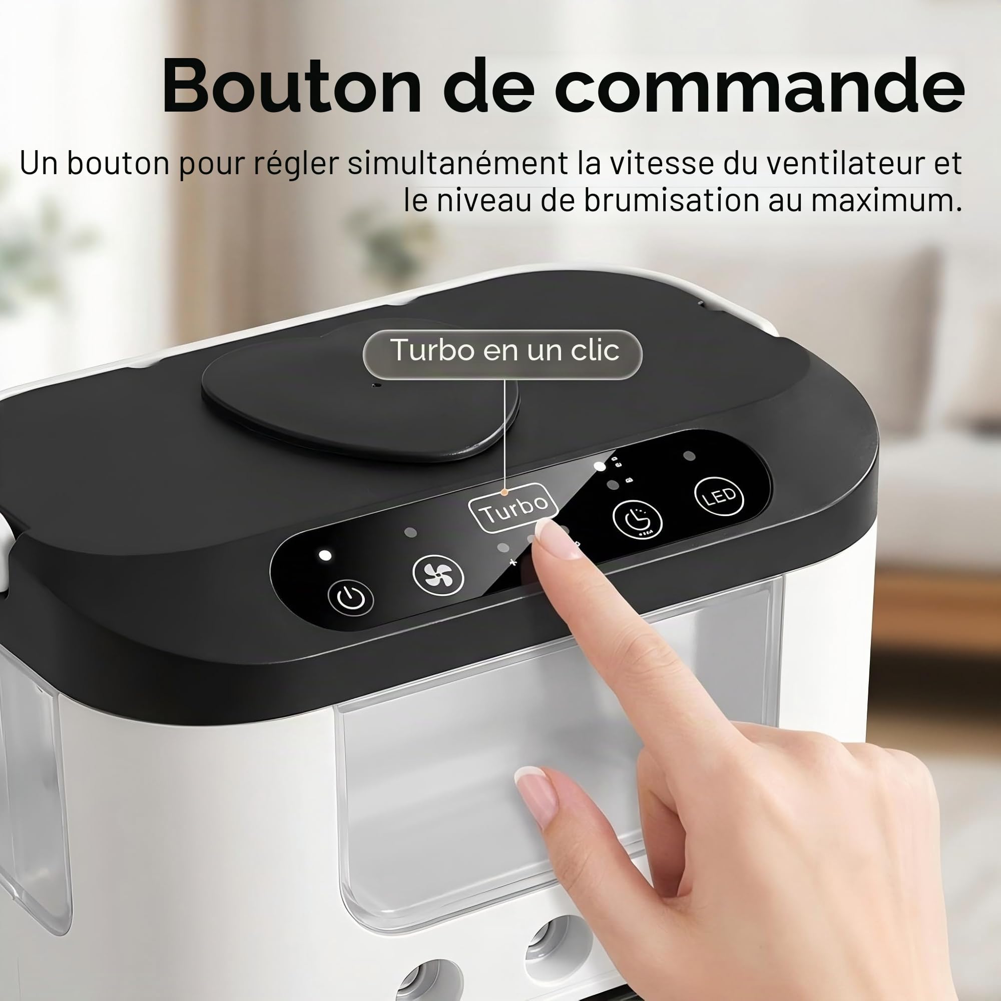 Ventilateur de climatisation portable, alimenté par USB, mini rechargeable climatiseur de bureau avec 3 vitesses et 3 modes de brumisation, réservoir d'eau de 600 ml, lumière RGB
