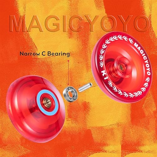 Miniatura 4 de MAGICYOYO Responsive YoYo K1-Plus para niños principiantes con bolsa de almacenamiento Yoyo + 12 cuerdas de Yoyo y guante de regalo (rojo cristal)