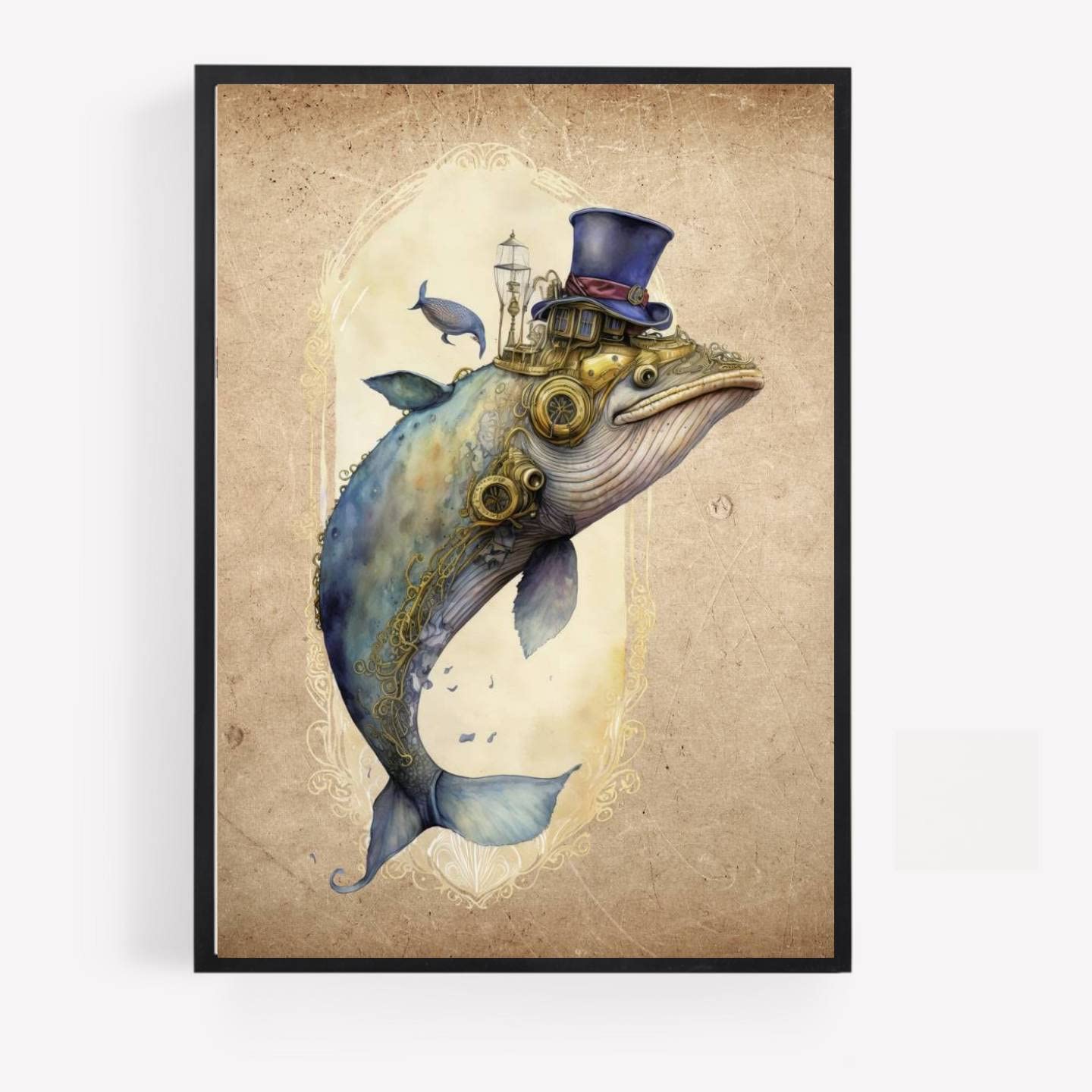 Gfc Salmon Steam Punk Steampunk Fish Print Picture Poster Hipster Dapper Vinatge Style A4 Unframed Wall Art Home Decor Decorating Gift