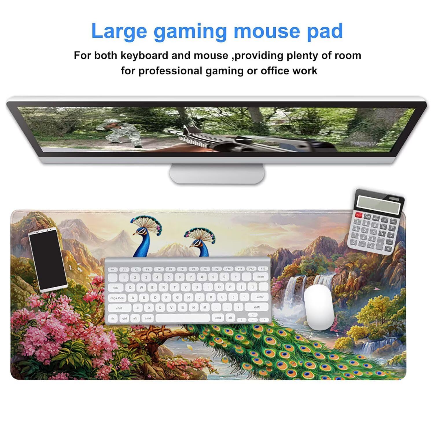 Podkładka pod mysz do gier, 1600 x 800 mm, XXL, duża gamingowa podkładka pod mysz, wodoodporna podkładka pod mysz, długa podkładka na biurko z przeszytymi krawędziami, mata na biurko z gumową