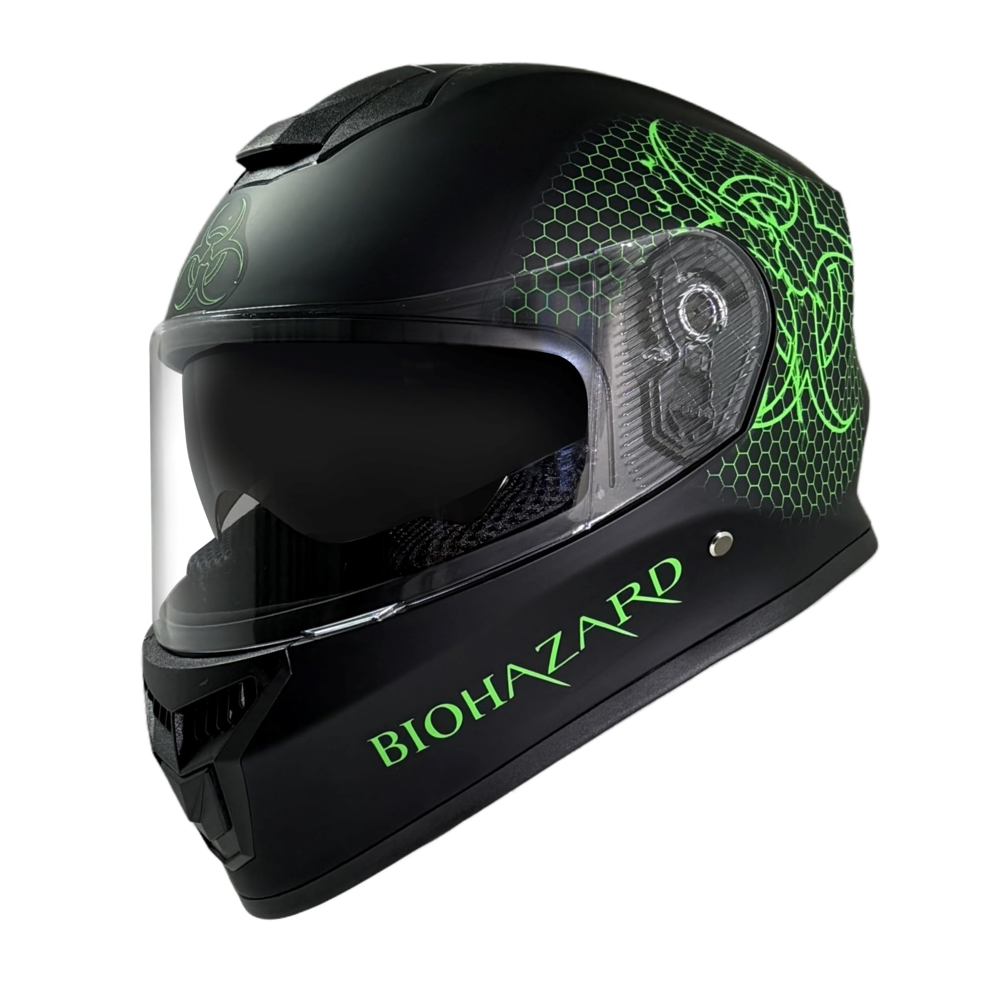 Kinder Integralhelm Bio-Hazard AHP – Motorradhelm für Kinder, ABS-Schale, robuster Kinderhelm für Downhill, Quad und Motocross, grün