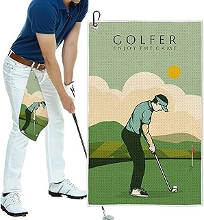 Golf Towel – 40x60cm Absorbent Polyester Waffle Pattern Cleaning Cloth, Durable Soft Fabric | Carabiner Clip Attachment Convenient Sports Accessory | Stocking Stuffer Christmas Father