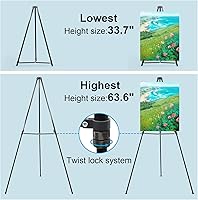 Vista 3 de PUJIANG Caballete telescópico de aluminio de 63 pulgadas, trípode ligero ajustable para piso de 25 libras, letrero de exhibición de caballetes