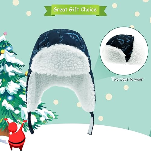 Miniatura 4 de POXIMI Gorro de trampero para bebé, gorro de invierno para niños, resistente al viento, gorro de nieve para niñas, cálido con orejeras con forro de