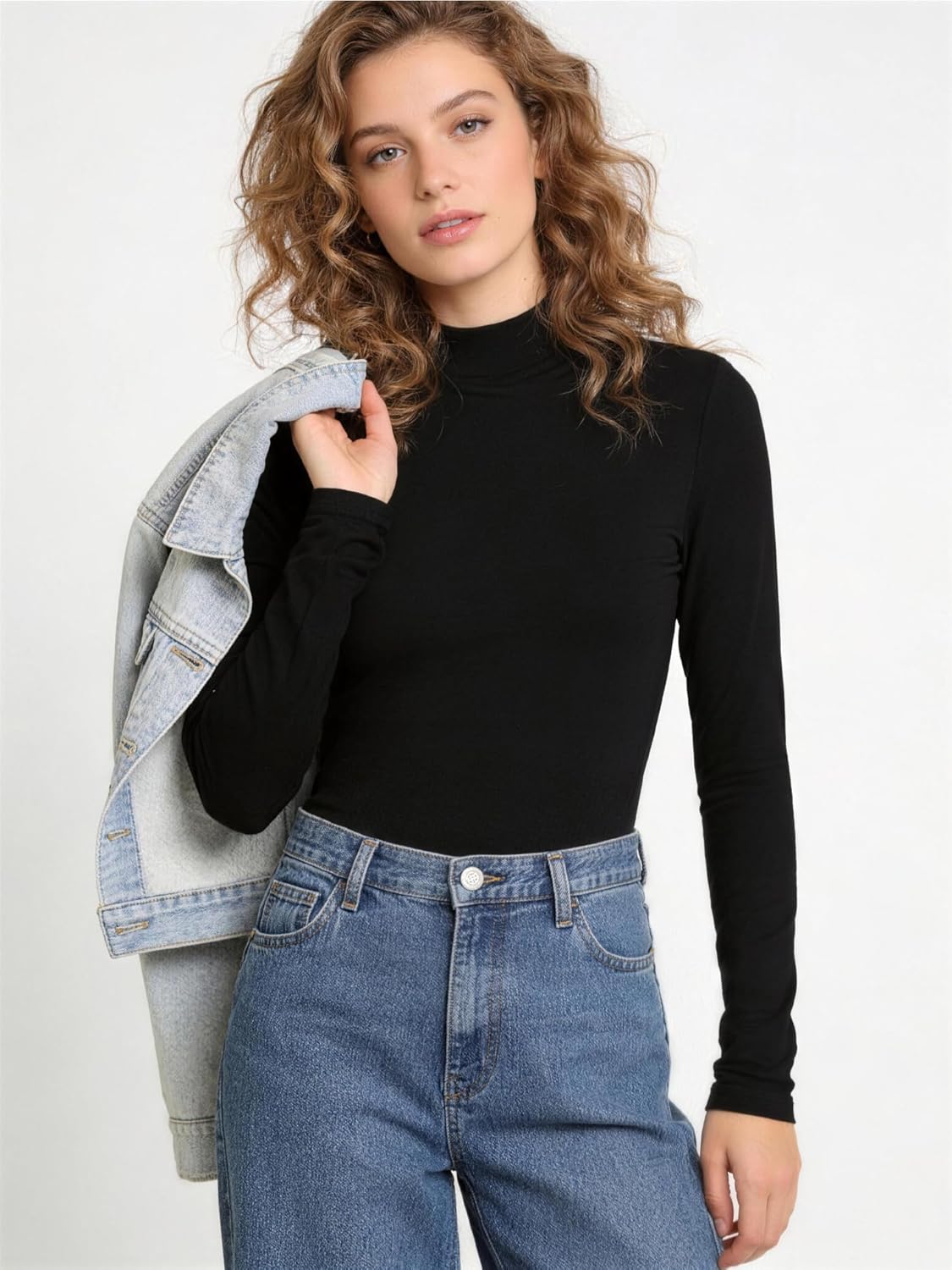 Women's Long Sleeve Mock Turtleneck Tops, Lightweight Baselayer Shirts, High Neck Pullover Undershirts Stretchy - Image 3