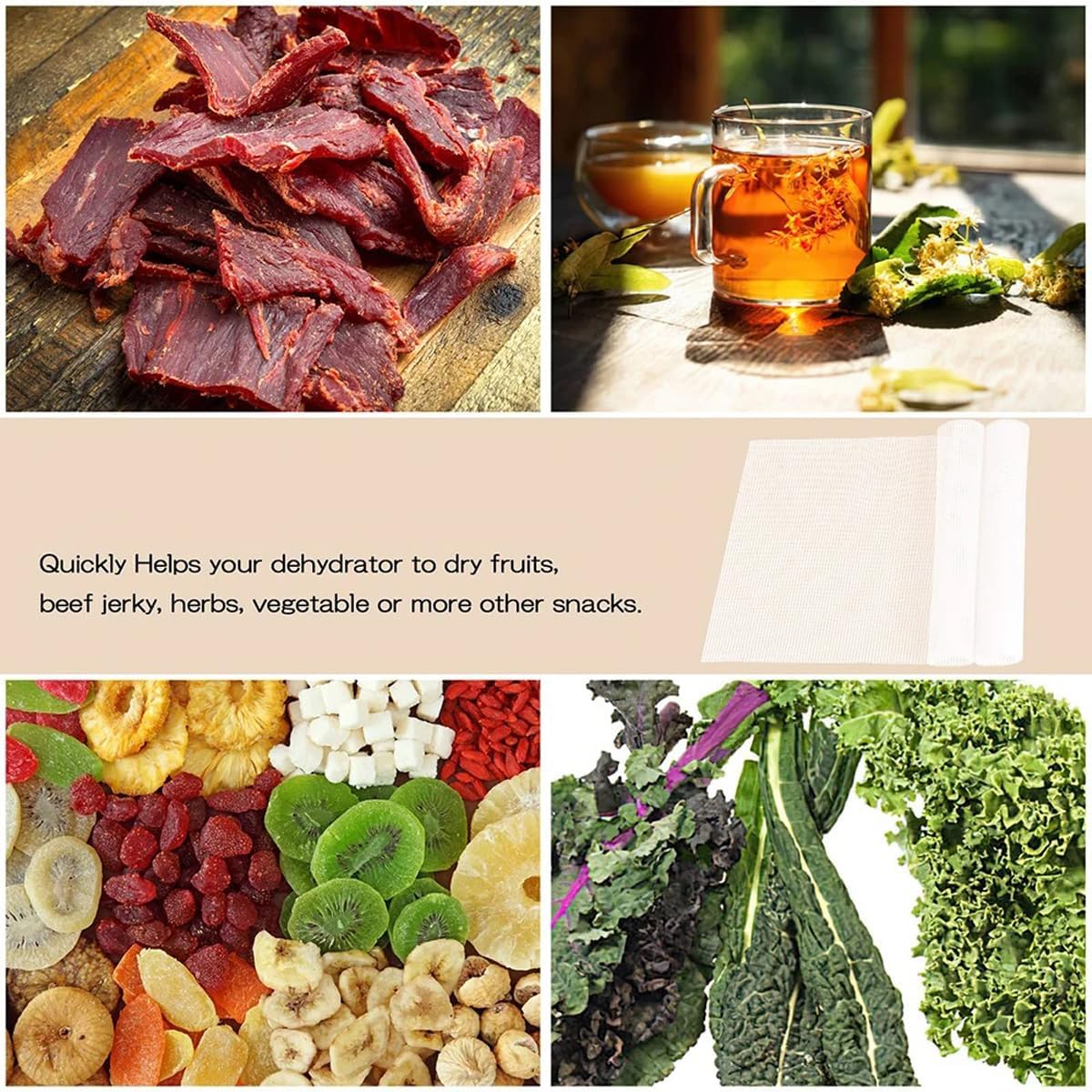 Non Stick Silicone Dehydrator Sheets 10PCS-11.02"x15.35" Food & Fruit Dryer Mesh Reusable Baking Mesh Pads for Kitchen