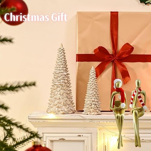 Miniatura 5 de Decoración navideña dorada para el hogar, detalles de estatua de pensador, esculturas de pensador de Navidad 2025, decoración abstracta moderna en