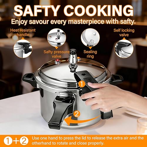 Miniatura 2 de DOITOOL Olla a presión de aluminio de 4.2 cuartos de galón, olla de cocción rápida, compatible con cocinas de inducción y estufas de gas, color