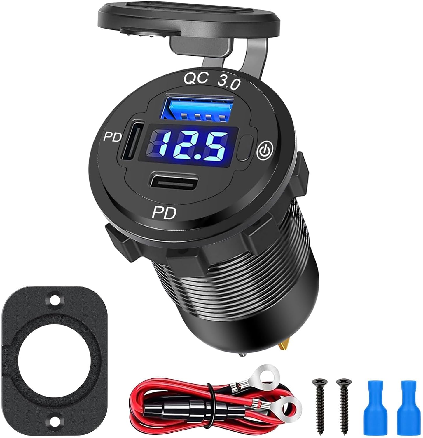 Linkstyle USB Auto-Steckdose 62W - 4 Ports Mit Voltmeter Für 12V/24V Fahrzeuge