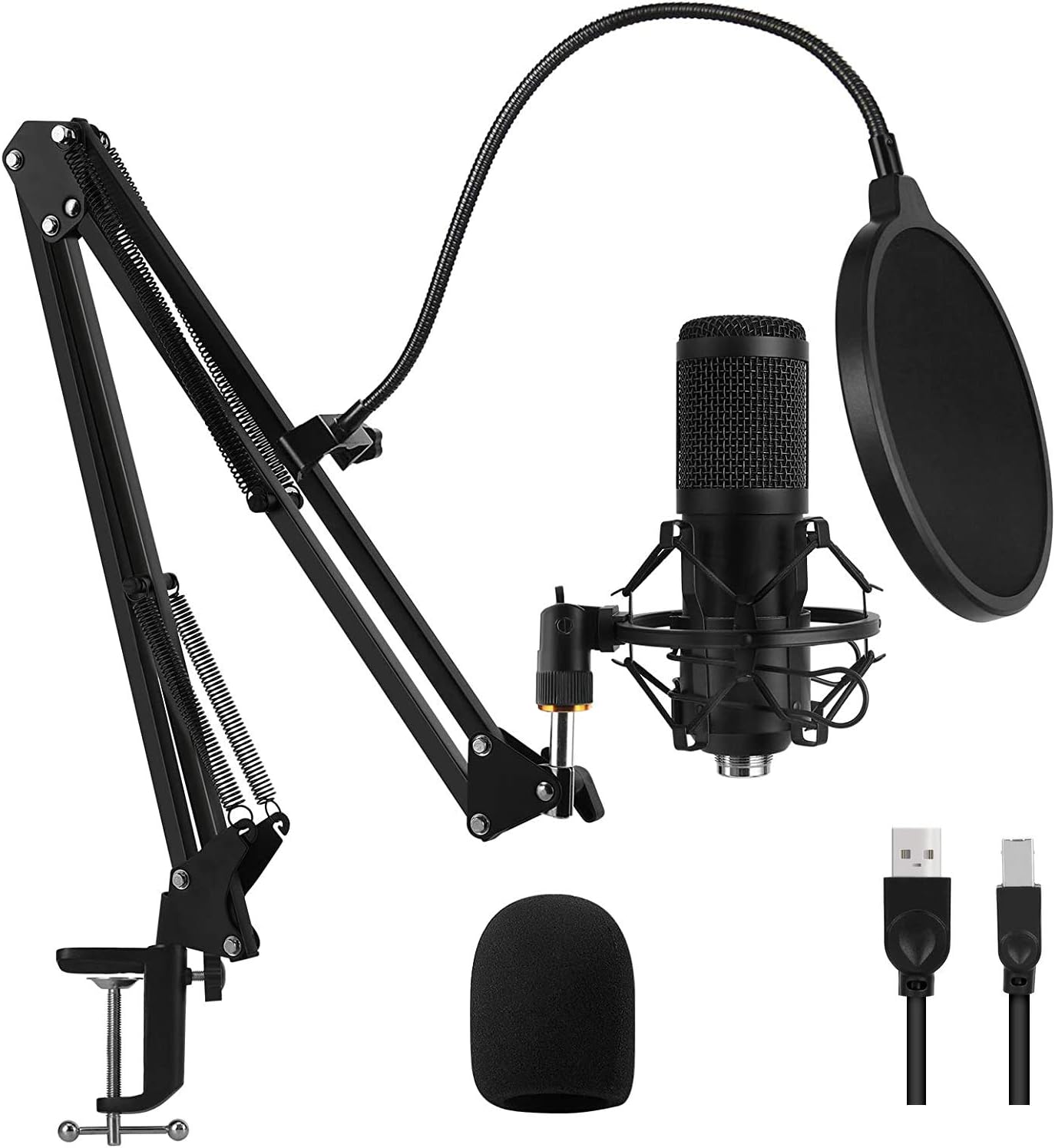 TdtokUSB Condenser Microphone for Computer PC 192KHZ/24BIT Professional Cardioid Microphone Kit with Adjustable Scissor Arm Stand Shock Mount Pop Filter for Karaoke, YouTube, Gaming Recording