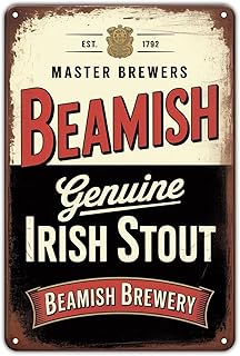 Beamish Irish Stout Beer tin sign Vintage Beamish Brewery Metal Sign Print Aesthetic for Garden Yard Bar Porch Home Bedroom Kitchen Wall Decor Decor Gift 8 x 12 inch