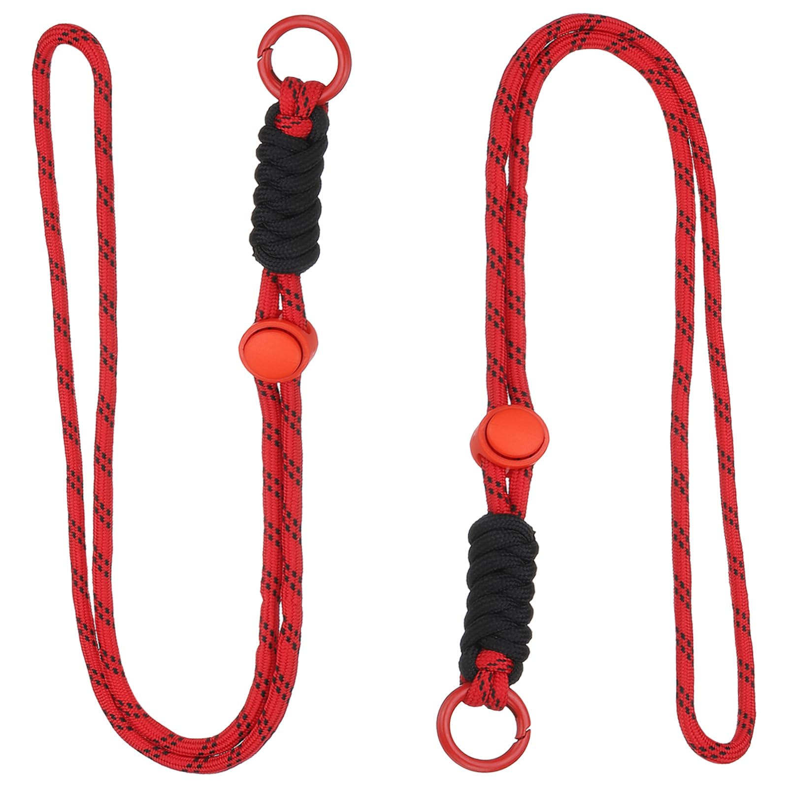 PATIKIL Braided Lanyard 2 Pcs Braided Keychain with Metal Clip, Red & Black, Red/Black, 18" x 1"
