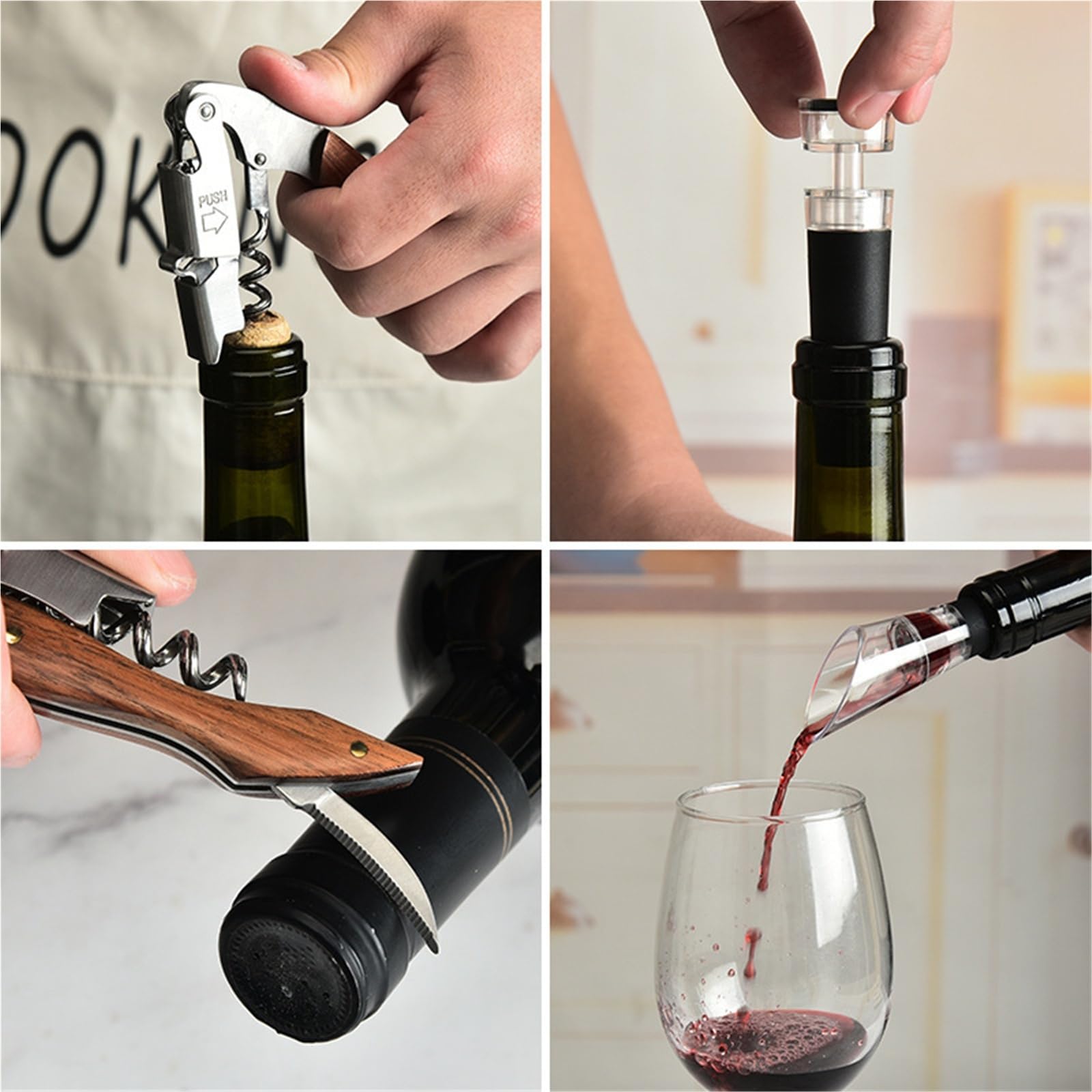Sacacorchos Abridor De Botellas Vino Acero Inoxidable, Juego Herramientas Multifuncional For Bares Y Hogares Herramienta Cocina