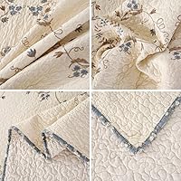 Vista 7 de vctops - Juego de colcha de 3 piezas, elegante, con bordado floral, de tamaño queen extragrande, 100% algodón, reversible y de retazos, 1 colcha y 2