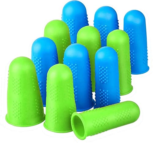 Protectores de dedos, 12 piezas, protectores de dedos de silicona, 3 tamaños, protectores de dedos de goma, puntas de protección, almohadillas para