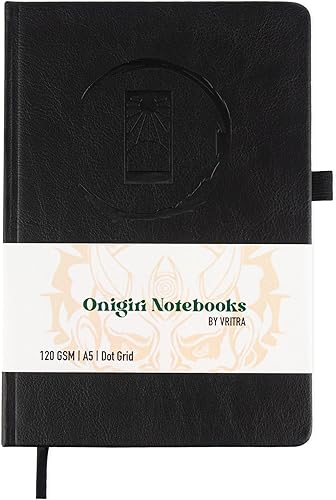 Demon Slayer Hanafuda Cuaderno en Blanco de Anime de Cuero Vegano A5 Diario de Tapa Dura Cuadrícula de Puntos Para Escribir, Dibujar, Pintar