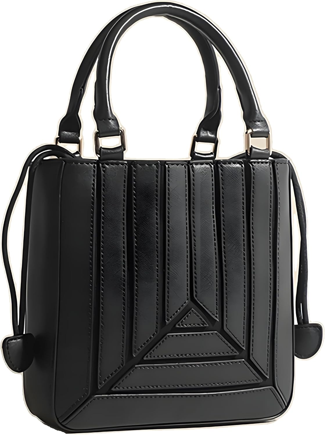 Women's Geometric Pleated Mini Tote Bag - Structured Top Handle Crossbody Satchel Purse for Work & Party