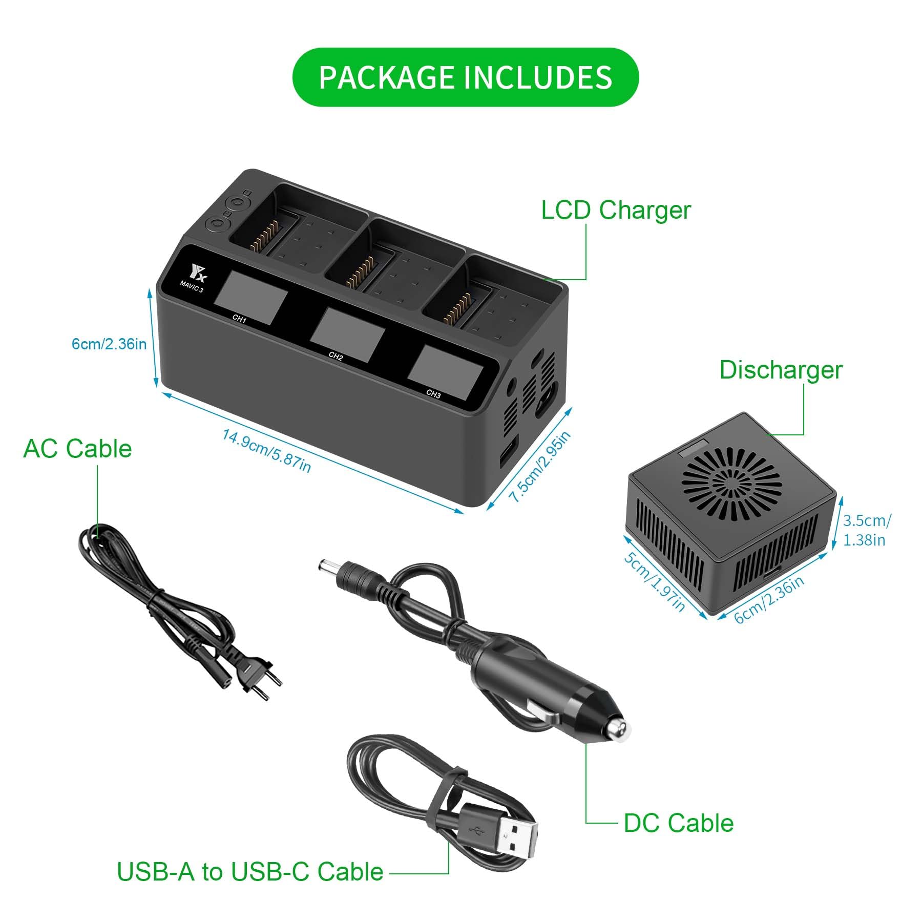 230W LCD Akku Ladegerät für DJI Mavic 3 Pro Classic Cine Enterprise Drohne,Lädt 3 Batterie,Parallel Kfz Akkuladestation,Rapid Multi ladestation Hub Zubehör
