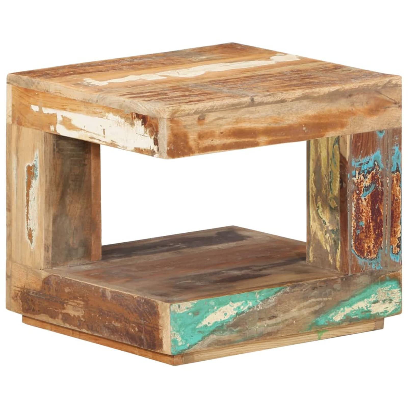 Homgoday Stolik kawowy 45 x 45 x 40 cm, stolik pomocniczy z litego drewna, stolik z odzysku, stolik końcowy kanapa herbata akcent sofa stolik do salonu, recepcji dla gości, sypialni i mebli biurowych