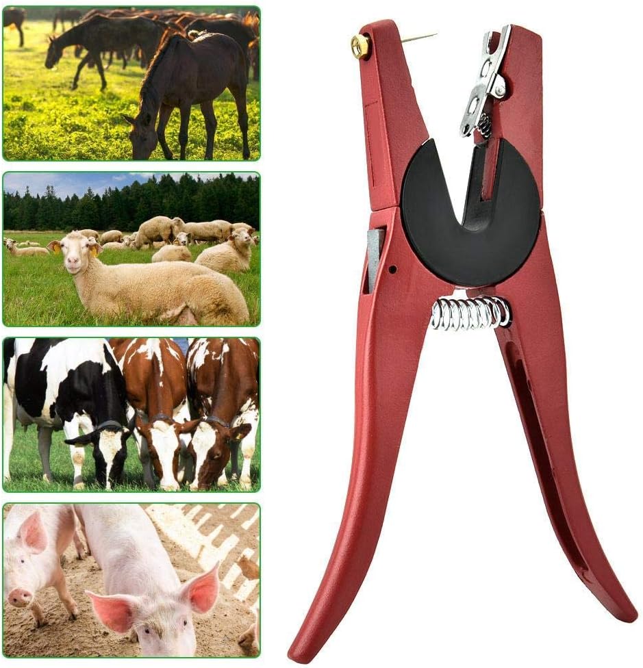 Livestock Ear Tag Plier, Animal Ear Tag Install Tool 90 Degrees Applicator Puncher Tagger for Livestock Pigs Sheep Goats Cattles Cows : Patio, Lawn & Garden