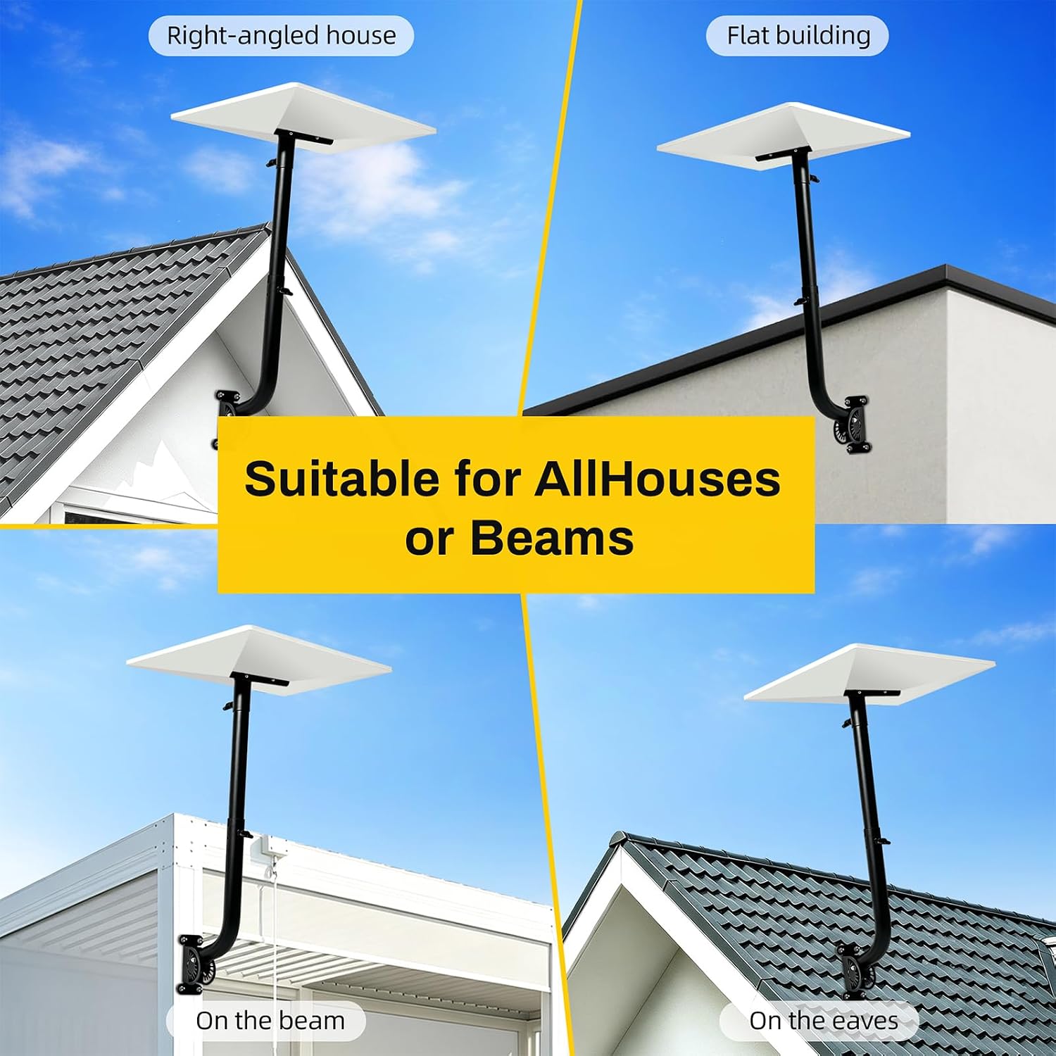 Starlink Mount for Standard Gen 3/4/4X, Adjustable Starlink Mount with Telescoping Arm, Rustproof, Weatherproof for Concrete/Wood Walls, Heavy-Duty Outdoor Dish & Indoor Router Mount