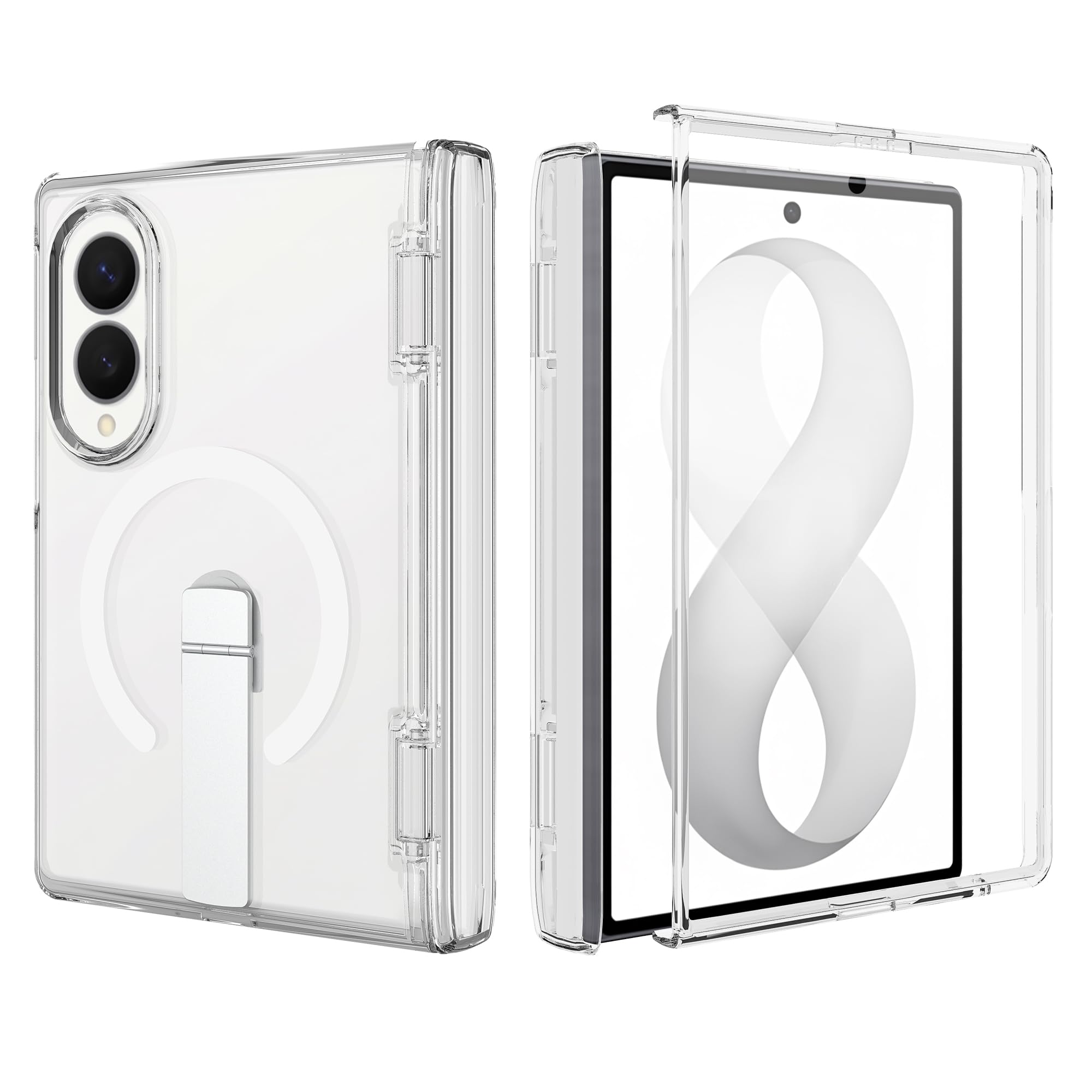 Miimall Custodia per Galaxy Z Fold 8 (larga) con pellicola protettiva [compatibile con Magsafe] Cavalletto invisibile integrato e protezione cerniera anti ingiallimento antiurto per Fold 8 (Wide