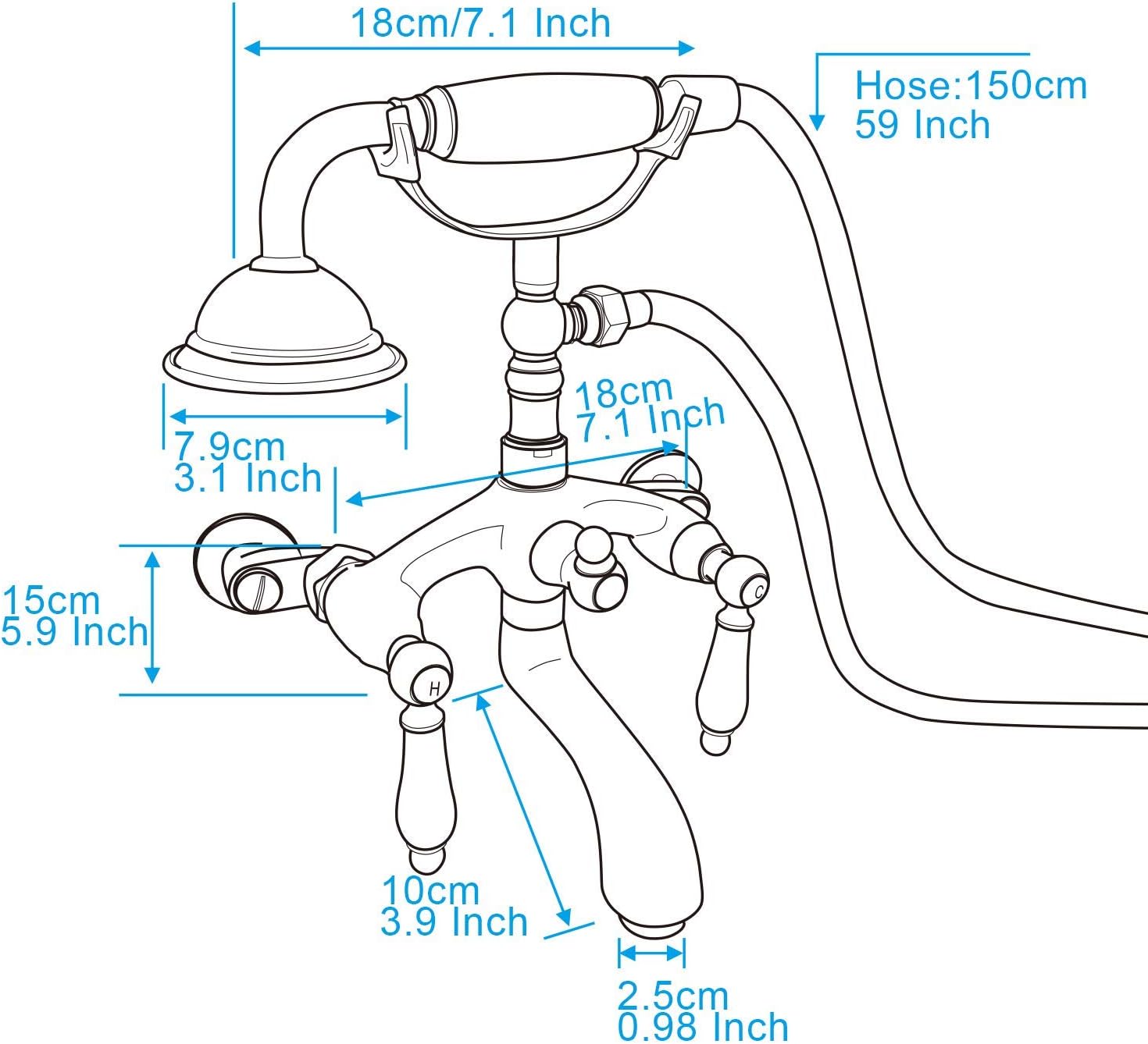 8 inch luxury rain shower system constructed from solid brass with Matching Brushed Nickel Clawfoot Tub Faucet Wall Mount Hand Held Shower Bathtub Faucet