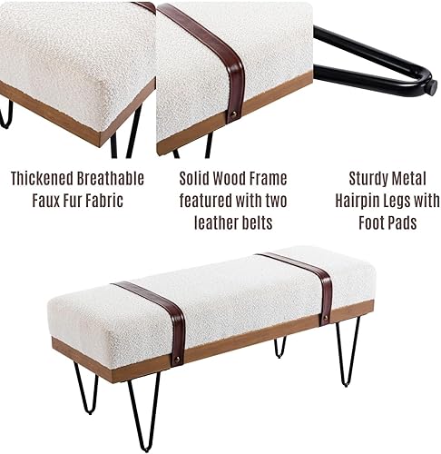 Miniatura 47 de LukeAlon Bonito banco de zapatos de terciopelo con almacenamiento, banco de entrada tapizado de 45 pulgadas de ancho con marco de madera maciza,
