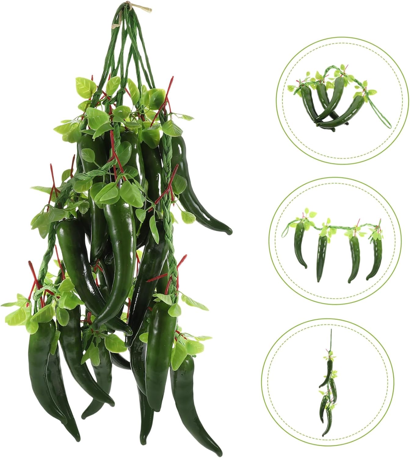 5pcs Artificial Pepper String Decorations Lifelike Simulation Pepper Ornaments for Farmhouse Kitchen Photography Props Thanksgiving and Harvest Party Decor