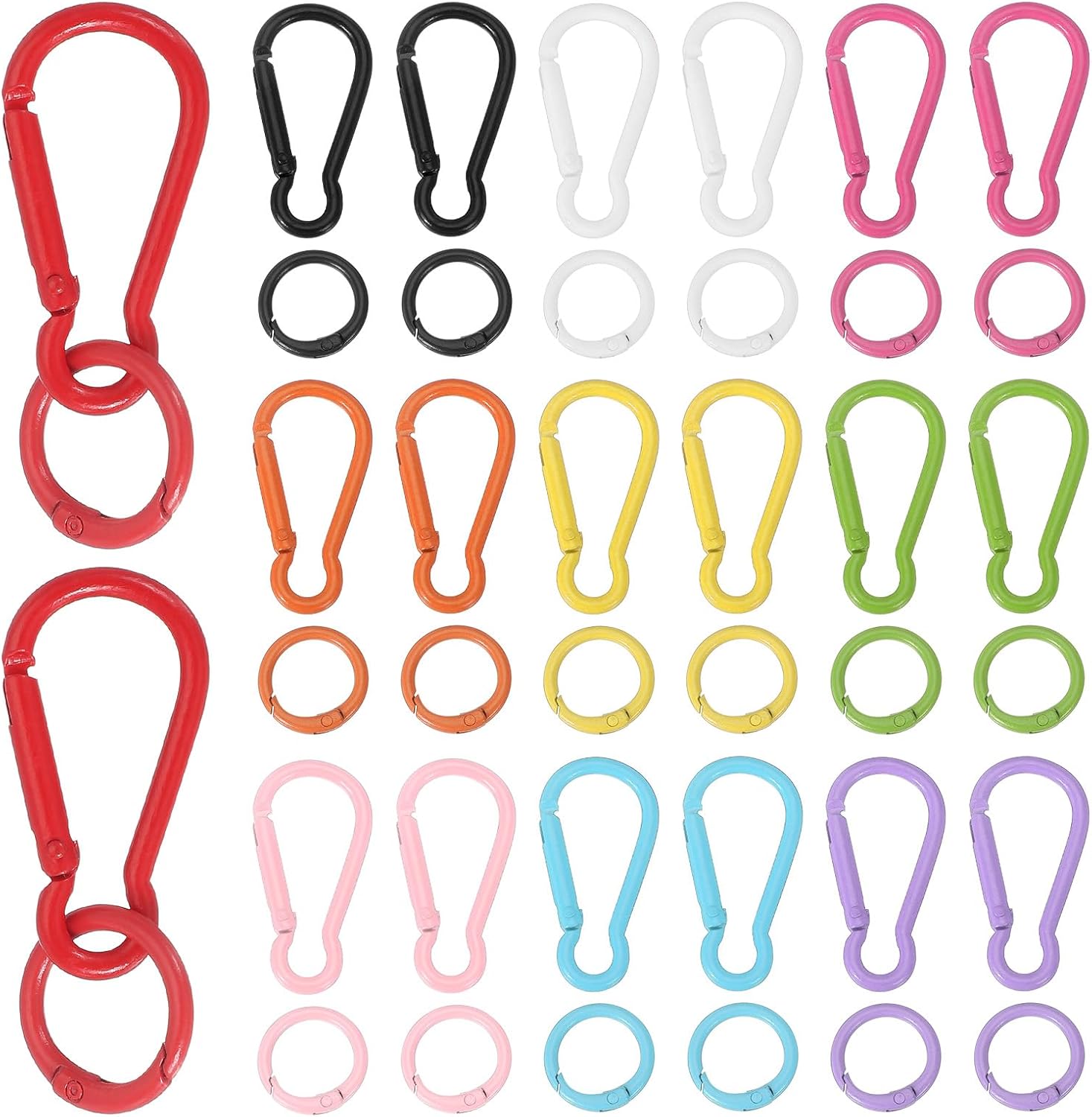 uxcell Spring Snap Clip Spring Snap Key Chain Hook with O Ring Multipurpose Candy Color Quick Link Keychain Clips Buckle