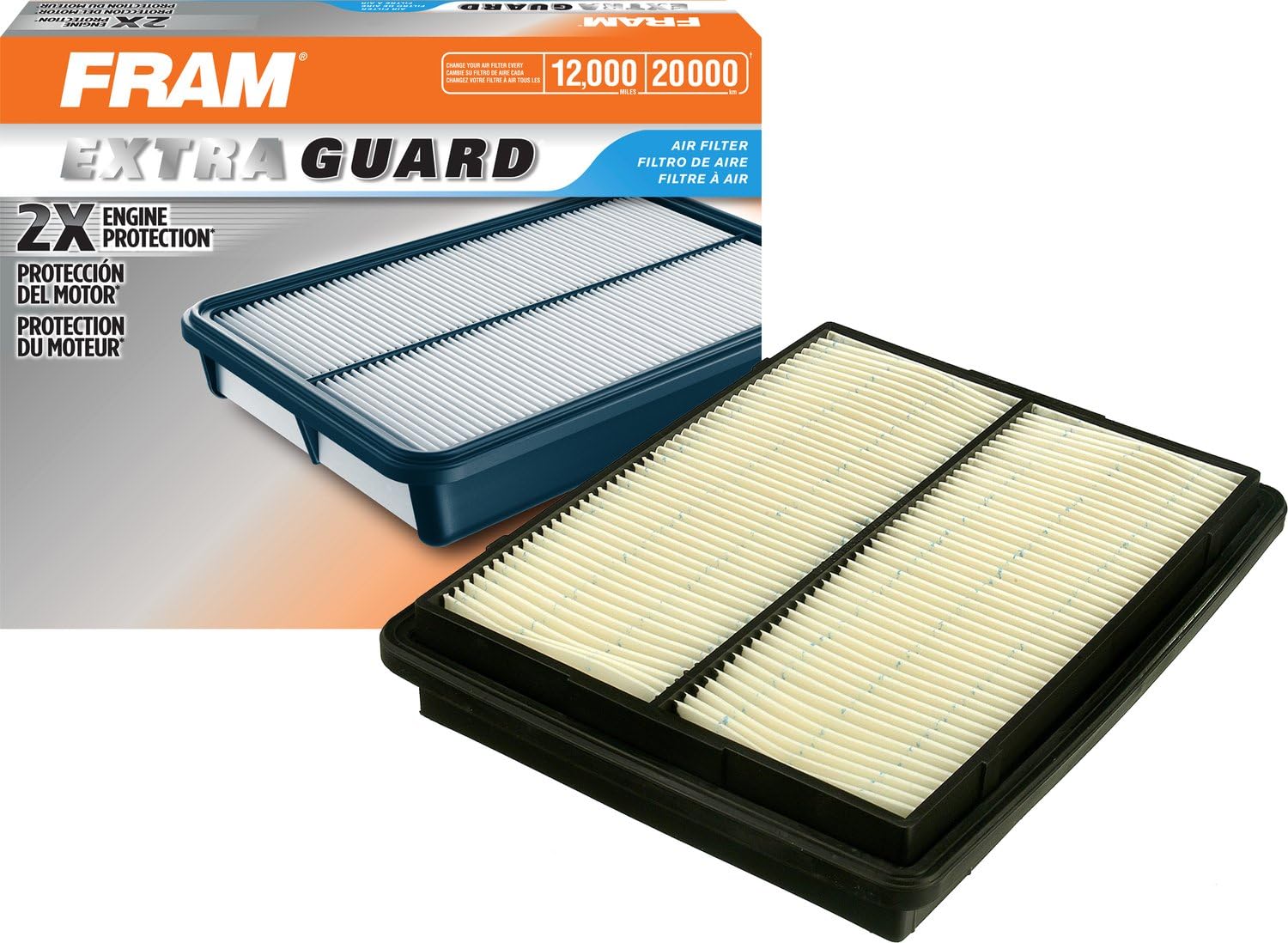 FRAM Extra Guard Rectangluar Plastisol Engine Air Filter Replacement, Easy Install w/Advanced Engine Protection and Optimal Performance, CA6664