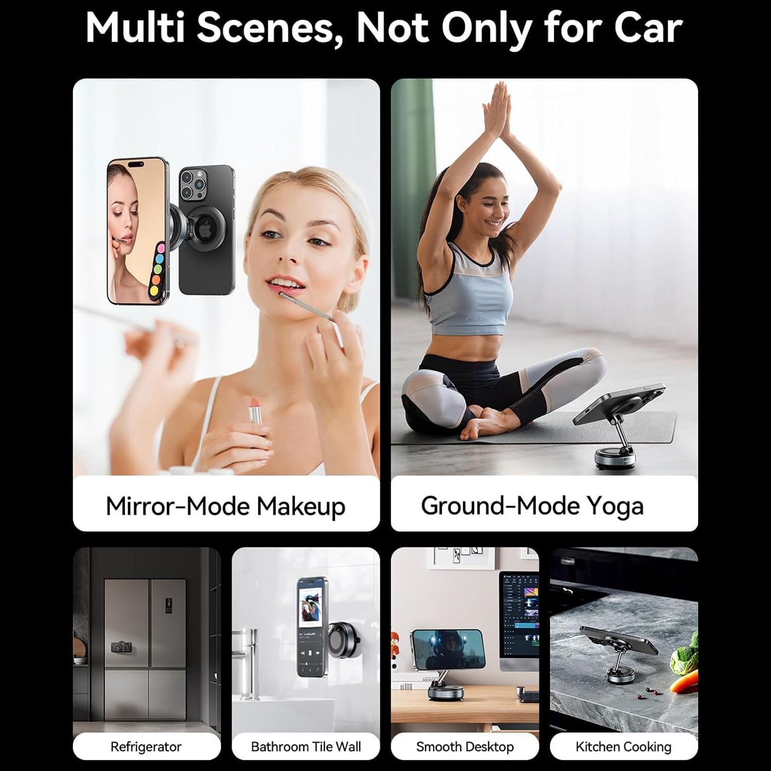 2026 Upgraded Vacuum Magnetic Car Phone Holder 360° Adjustable Ultra Suction Cup Phone Mount for MagSafe Cell Phone Holders for Your Car/Gym/Mirror Mount for iPhone & Android