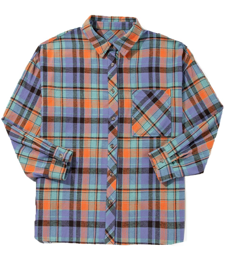 SELINK Girls Long Sleeve Flannel Buffalo Plaid Button Down Shirt